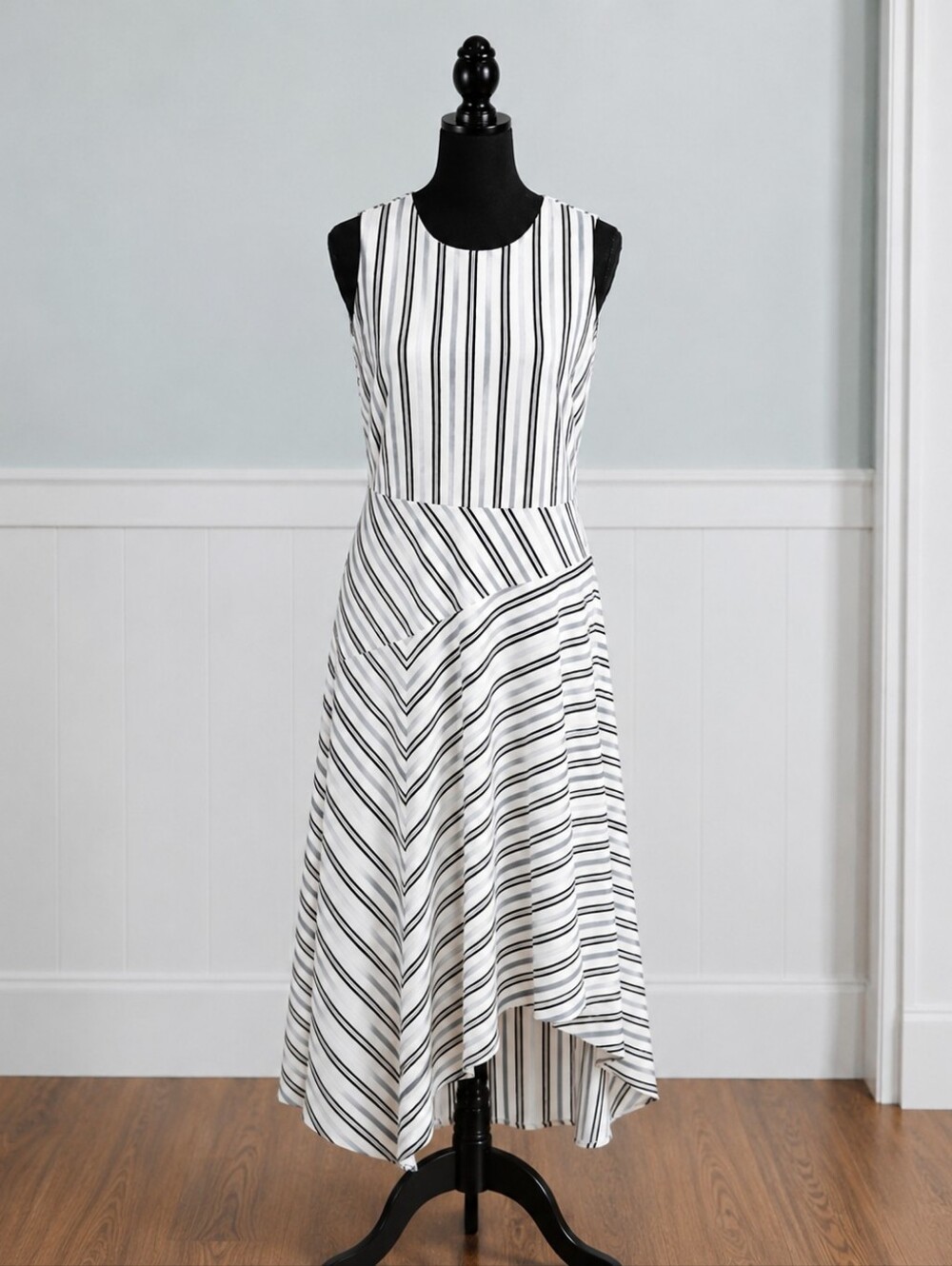 Banana Republic Striped Blue and White Sleeveless Dress